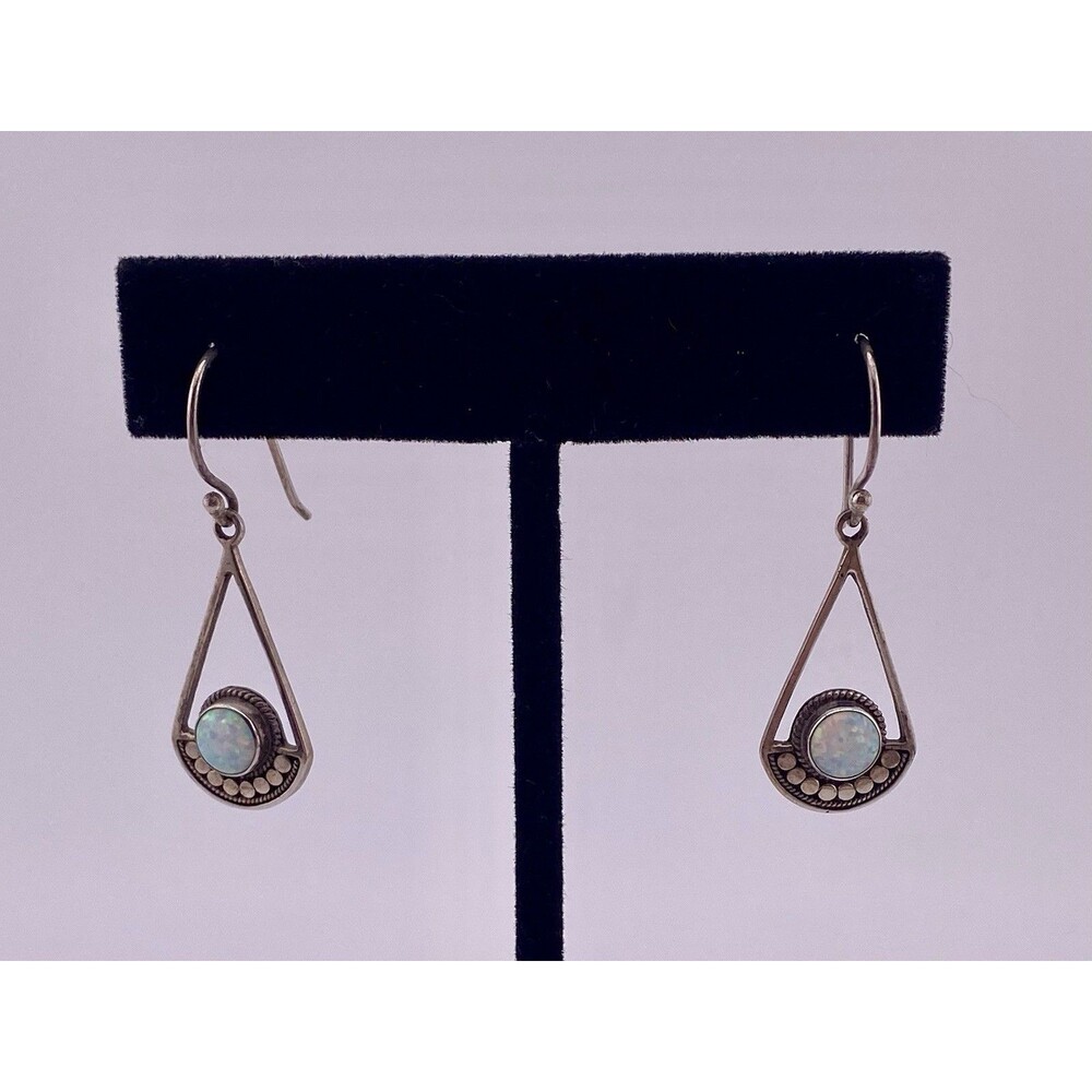 Sterling Silver 925 Annika Witt Fire Opal Filigree Dangle Earrings.